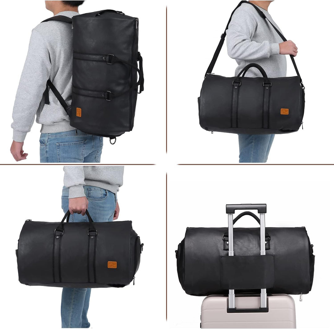 Spacious garment bag interior with wrinkle-free suit compartment for organized business travel.