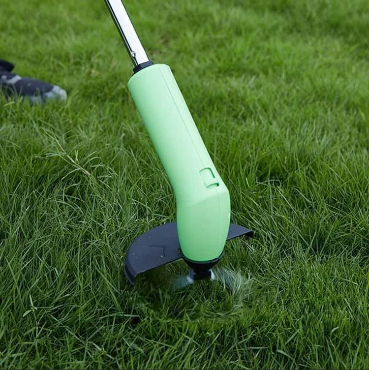 Wireless mini grass trimmer, ideal for precise lawn edge trimming. Portable garden tool for easy yard maintenance.