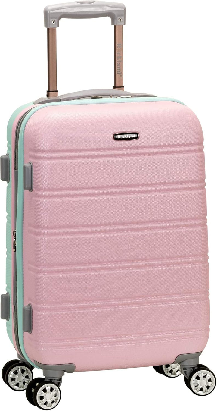 Cotton Candy hardside carry-on luggage. Lightweight, expandable travel bag with spinner wheels for unisex short trips.