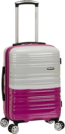 Hardside carry-on luggage, Cotton Candy color. Lightweight and expandable travel bag with 360-degree spinner wheels.