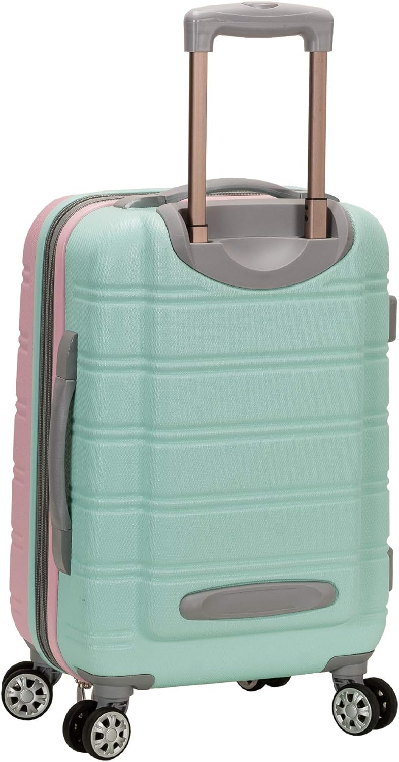 Stylish Cotton Candy two-tone hardside carry-on. Lightweight, expandable luggage with smooth double spinner wheels.
