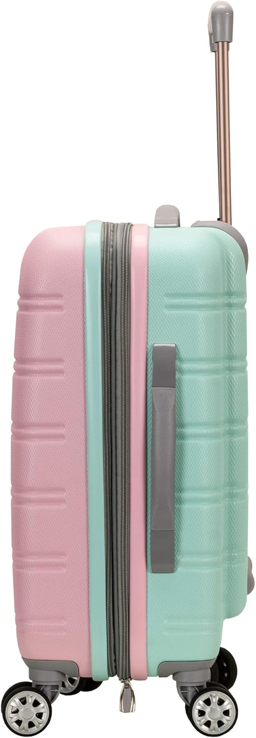 Lightweight Cotton Candy carry-on luggage. Durable hardside travel bag with expandable capacity and spinner wheels.