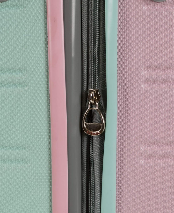 Vibrant Cotton Candy hardside carry-on. Lightweight and expandable luggage with reliable double spinner wheels.