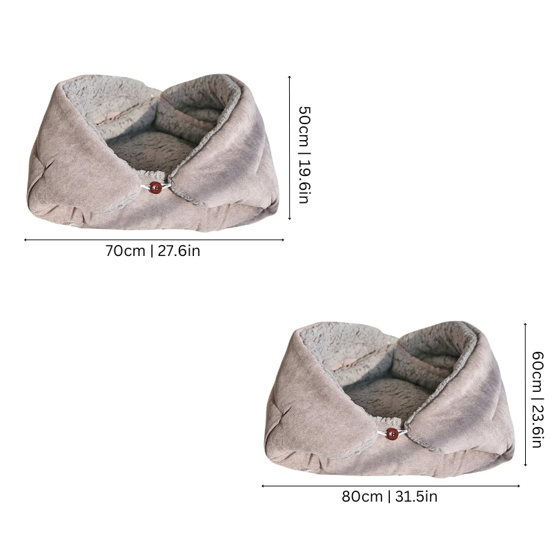 Versatile pet bed with adjustable shapes, perfect for small dogs & cats seeking comfort & joint support.