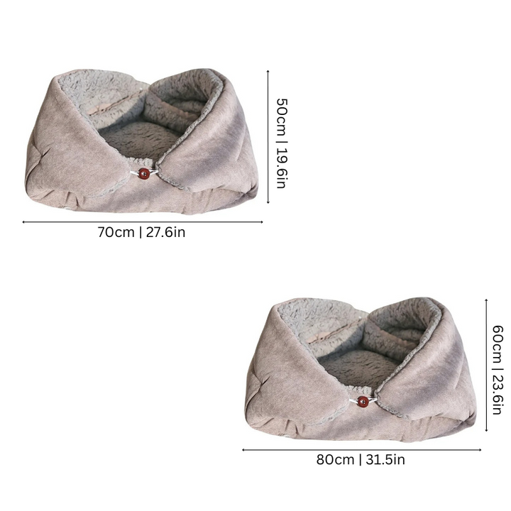 Versatile pet bed with adjustable shapes, perfect for small dogs & cats seeking comfort & joint support.