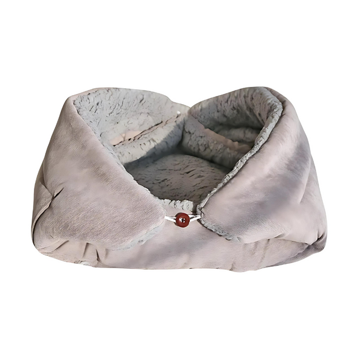 Plush pet bed offering calming comfort & joint support for small cats & dogs, cozy, washable design.