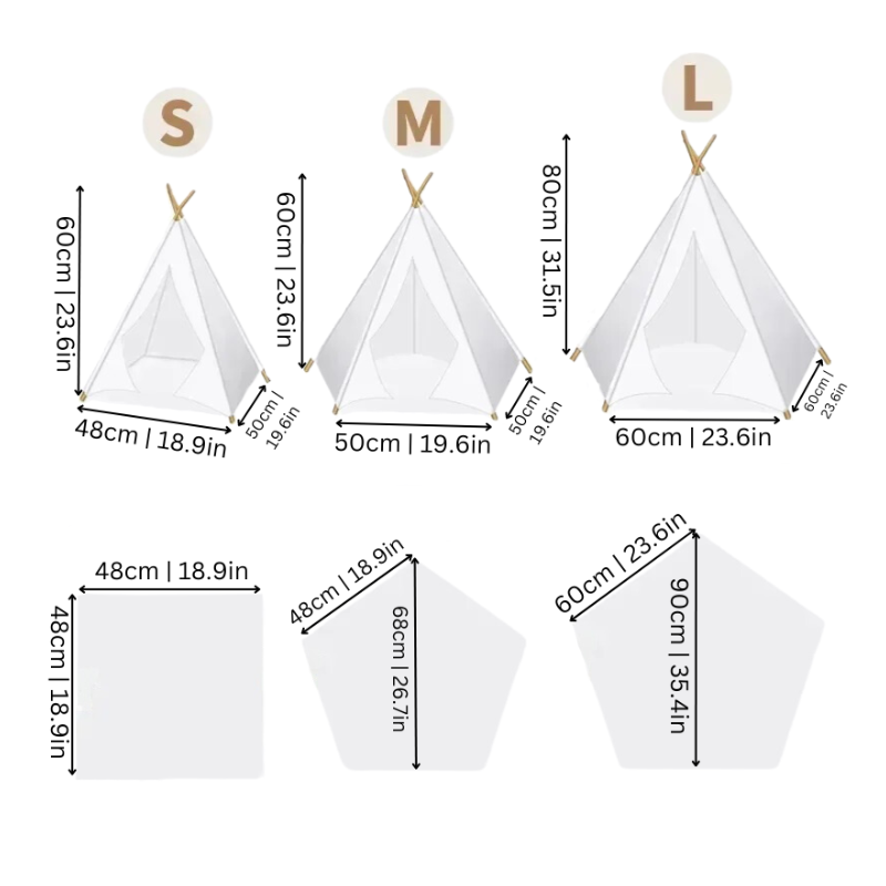 Stylish pet teepee tent, a cozy canvas dog bed & cat house. Washable, portable for indoor & outdoor use.