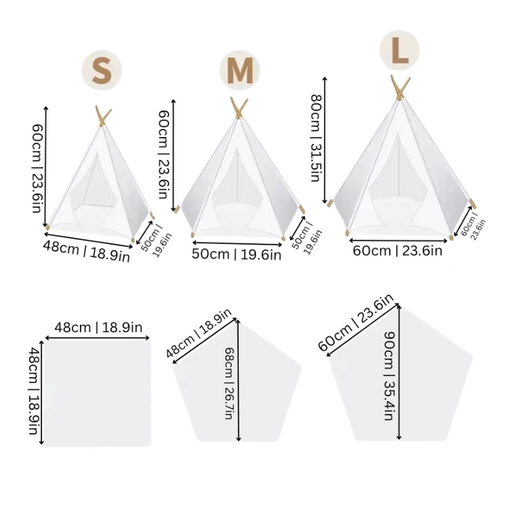 Stylish pet teepee tent, a cozy canvas dog bed & cat house. Washable, portable for indoor & outdoor use.