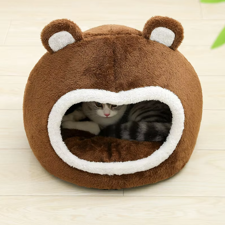 Soft, secure cat cave pet bed with plush padding & non-slip base. Ideal cozy retreat for any cat seeking comfort.