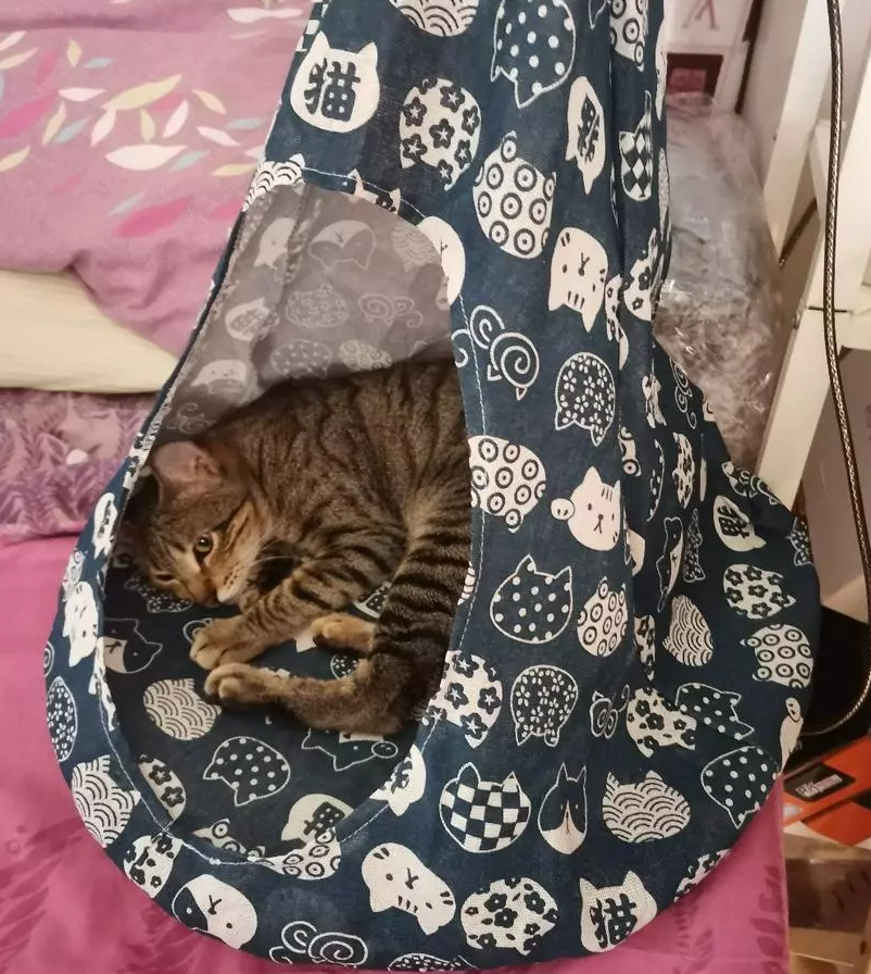 Stylish pet accessory: a cozy cat cave bed, modern cat furniture for serene feline sleep.