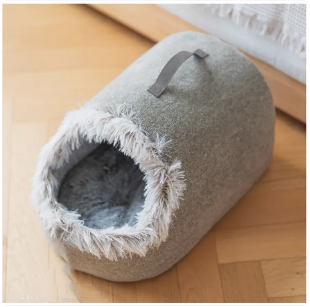 Plush cat house bed, an animal furniture essential for deep sleep and a private, cozy pet retreat.