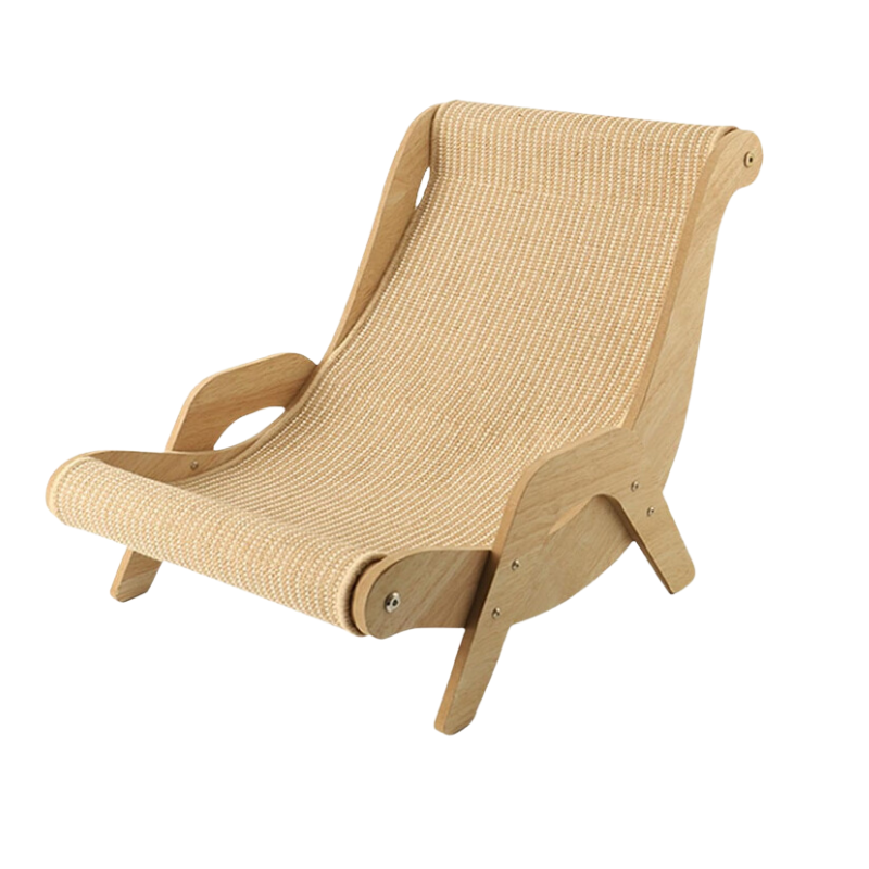 Elegant cat scratching chair & lounger offering a cozy cat bed. Durable pet accessory protects furniture, fits any home.