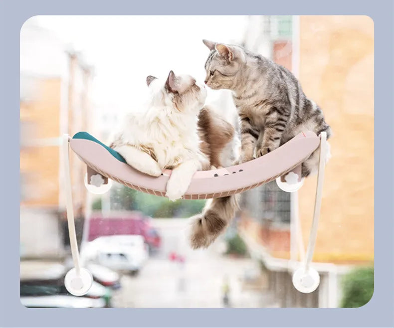 Cozy cat window hammock with strong suction cups for stable sunbathing and comfy napping.
