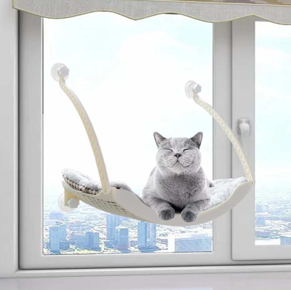 Secure cat window hammock, a stable suction cup pet bed designed for ultimate feline comfort.