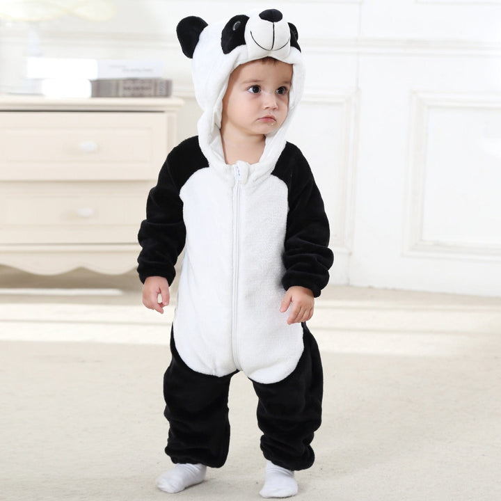 Cute panda animal pajama, a cozy baby onesie. Soft fabric ensures comfortable toddler sleep.