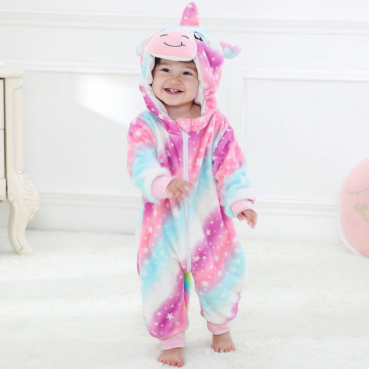 Soft children's animal dream pajama. Comfortable sleepwear for toddlers, a cozy kids romper.