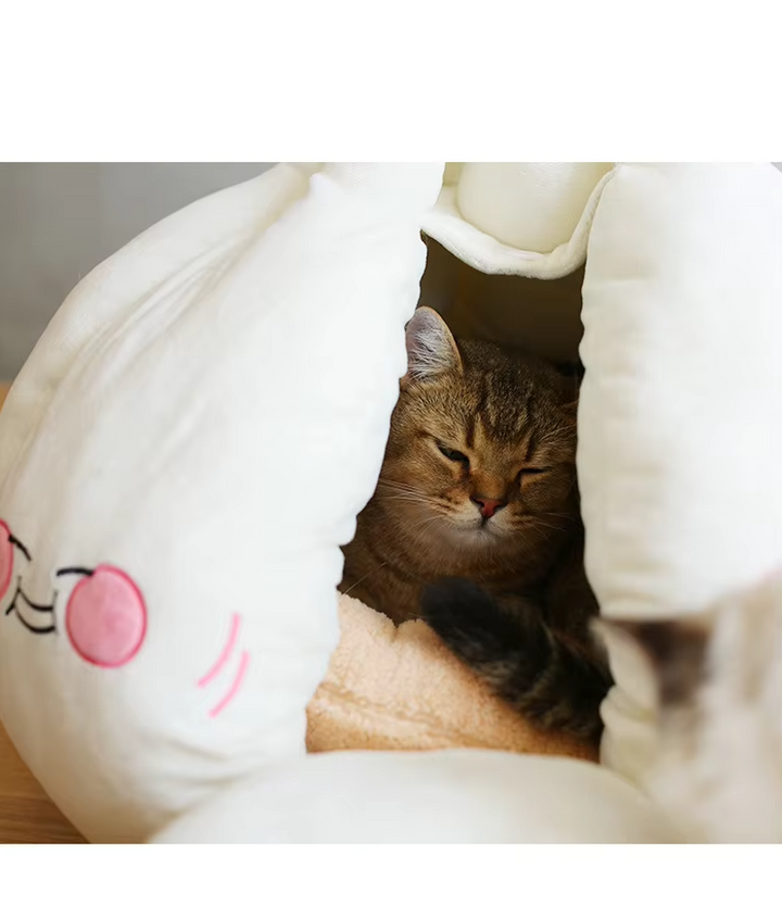 Washable garlic design cat cave bed, plush and cozy pet sanctuary for small dogs & cats, comfortable.