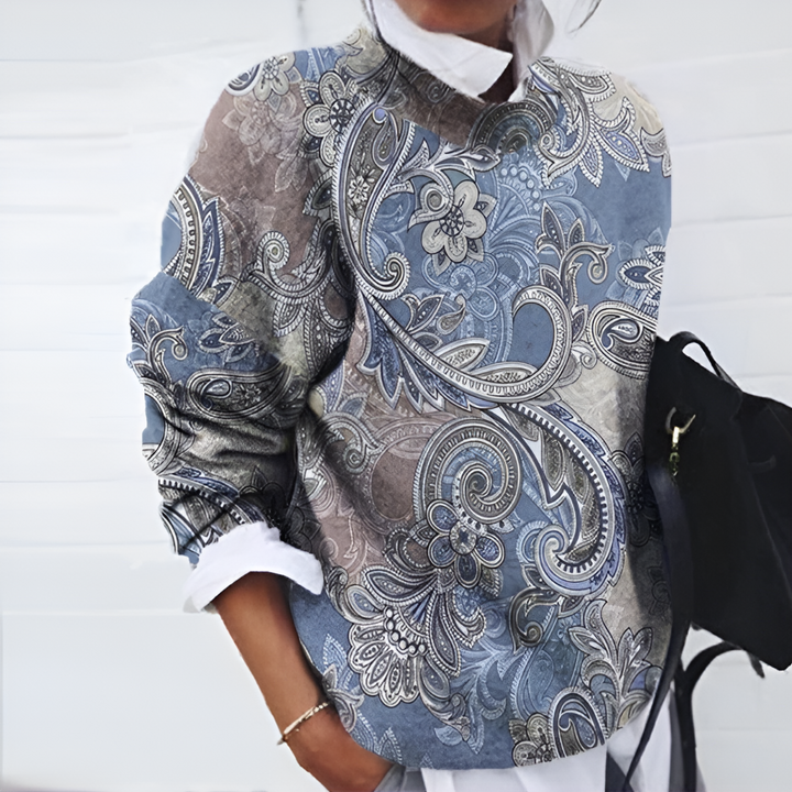 Warm women's knit acrylic sweater, a perfect cozy top for winter outfits.