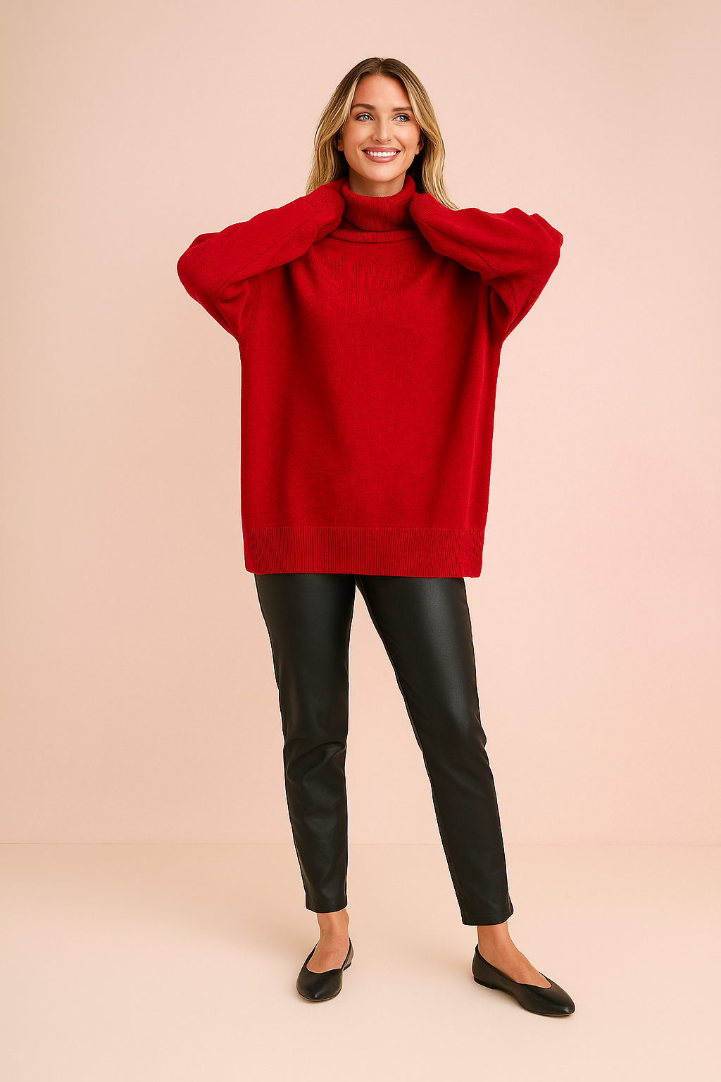 Cozy loose fit women's turtleneck sweater for comfortable fall & winter fashion. Soft & stylish everyday pullover.