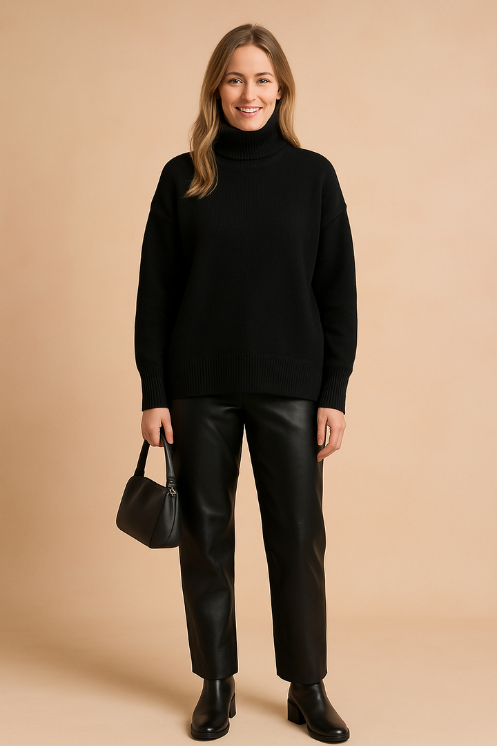 Elegant long sleeve women's turtleneck sweater, a versatile choice for fall and winter fashion. Cozy and chic.