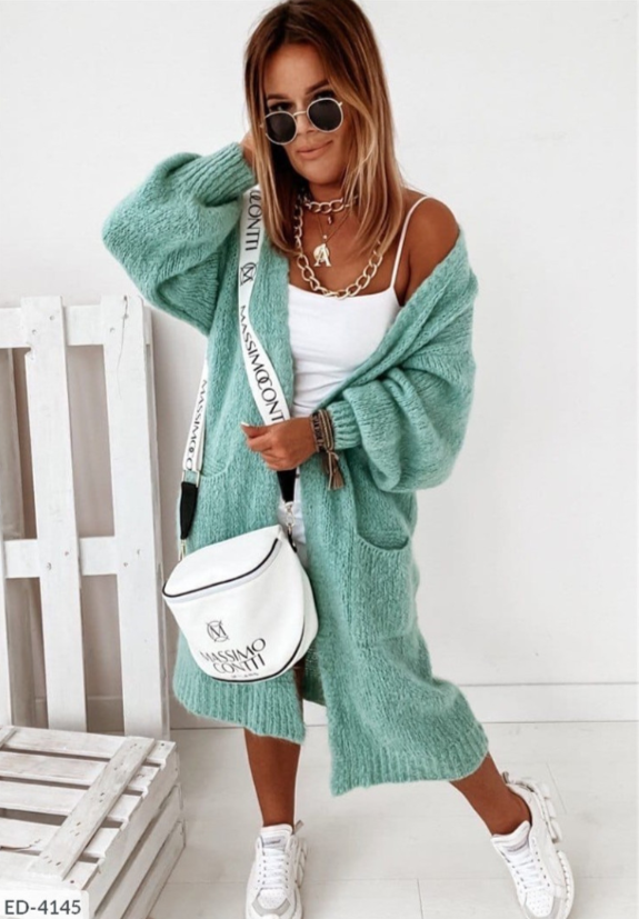 Cozy oversized long knit cardigan for women, perfect for fall layering and casual wear