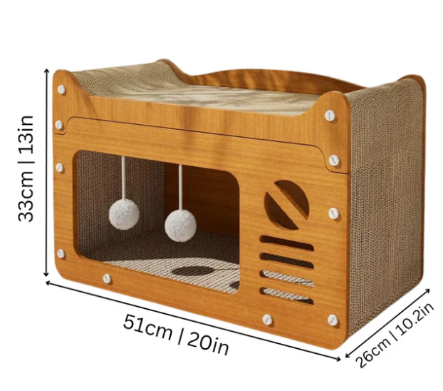 Modern cat house featuring a durable sisal scratching post, ideal pet furniture for cats.