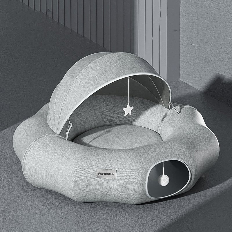 Stylish pet furniture: warm pet cave bed with a removable roof, perfect for napping cats & dogs.