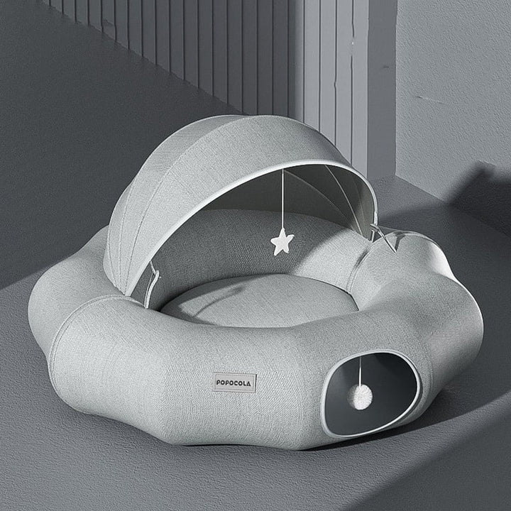 Stylish pet furniture: warm pet cave bed with a removable roof, perfect for napping cats & dogs.