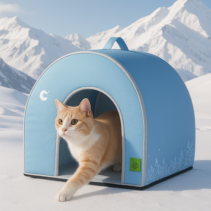 Cozy Pet Cooling Cave for cats & small dogs, offering shaded comfort. Ideal summer pet bed.