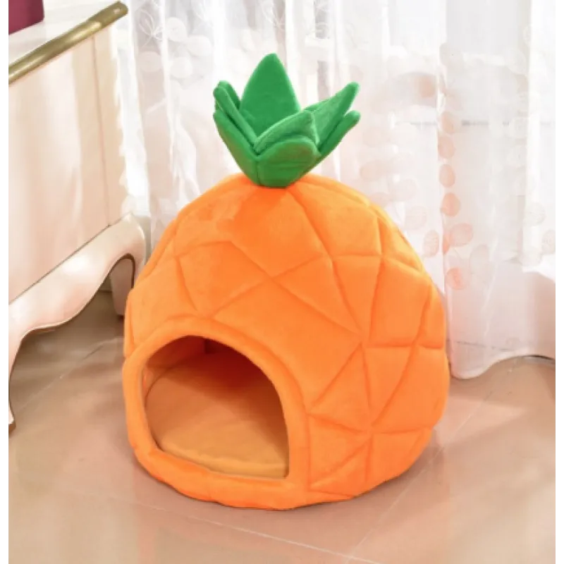 Adorable pineapple pet retreat and cat cave. A cozy, cuddly bed for small dogs and cats to relax.