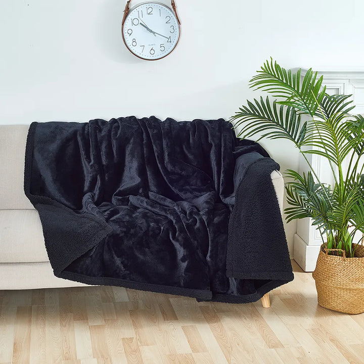 Water-resistant dog & cat blanket for furniture protection. Soft sherpa, washable, keeps sofas clean.