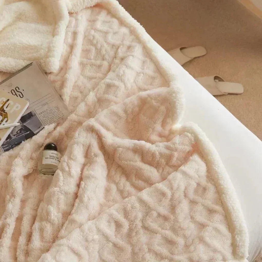 Stylish cozy winter blanket with a subtle pattern, enhancing home decor and warmth