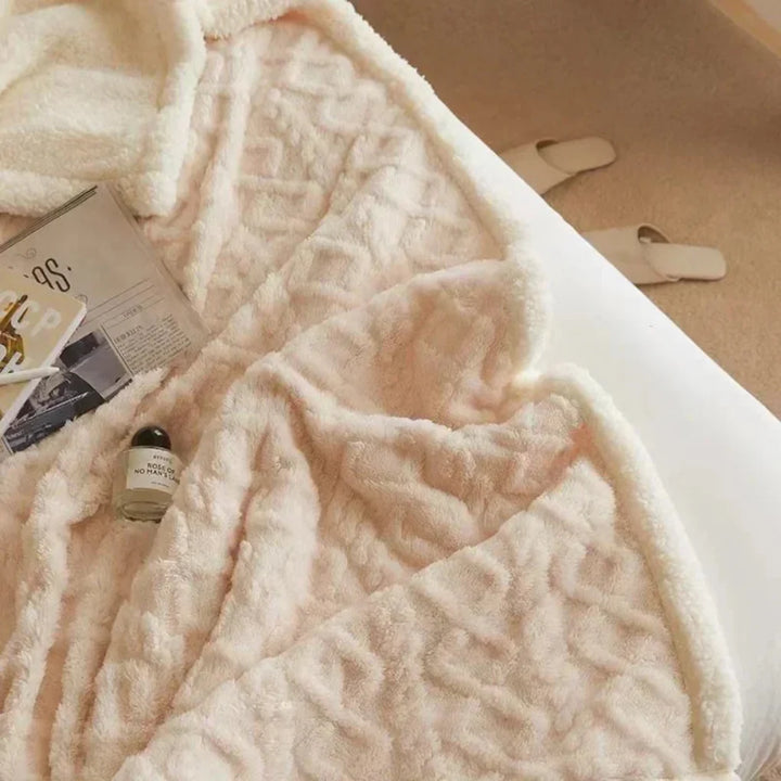 Stylish cozy winter blanket with a subtle pattern, enhancing home decor and warmth