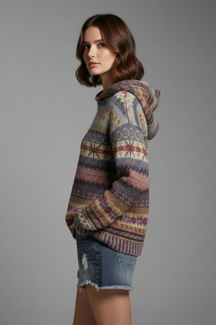Close-up of ribbed cuffs on a women's cozy gray hooded sweatshirt, emphasizing comfort.