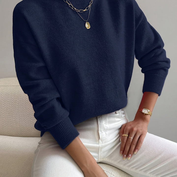 Comfortable & stylish high neck knit jumper for women, warm long sleeve winter sweater.