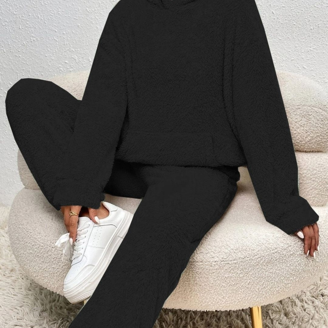 Women's two-piece loungewear set with a relaxed hoodie and matching lounge pants for ultimate comfort.