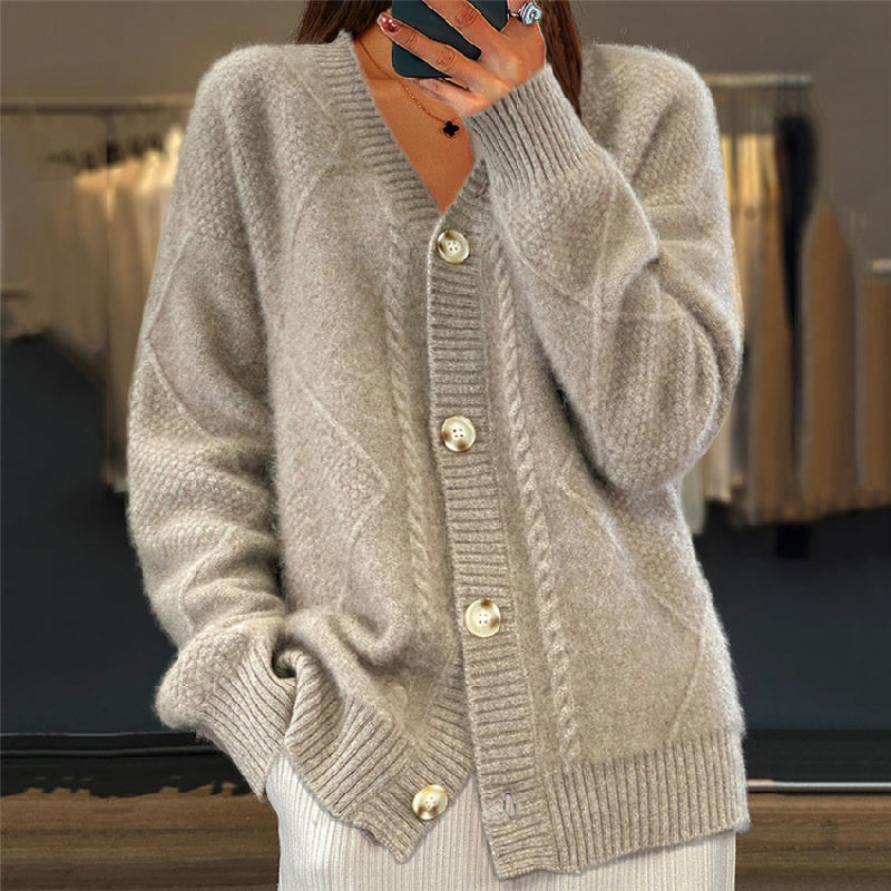 Plus size women's open front cardigan, long sleeve, soft knit, ideal for casual everyday fall fashion.