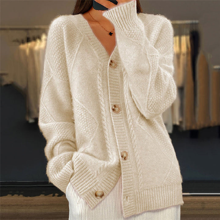 Elegant women's long sleeve open front cardigan for winter, a comfortable and versatile layering piece.