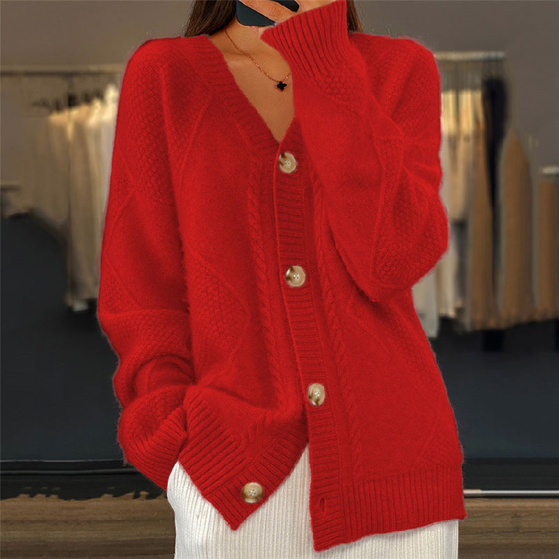 Soft knit long-sleeved open front cardigan for women, excellent everyday fashion for fall and winter.