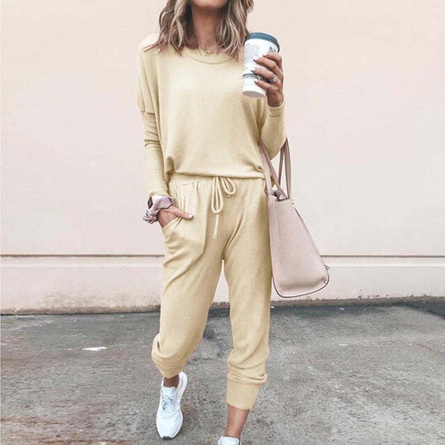 Yellow women's casual fashion loungewear set, a relaxed fit matching outfit for ultimate comfort
