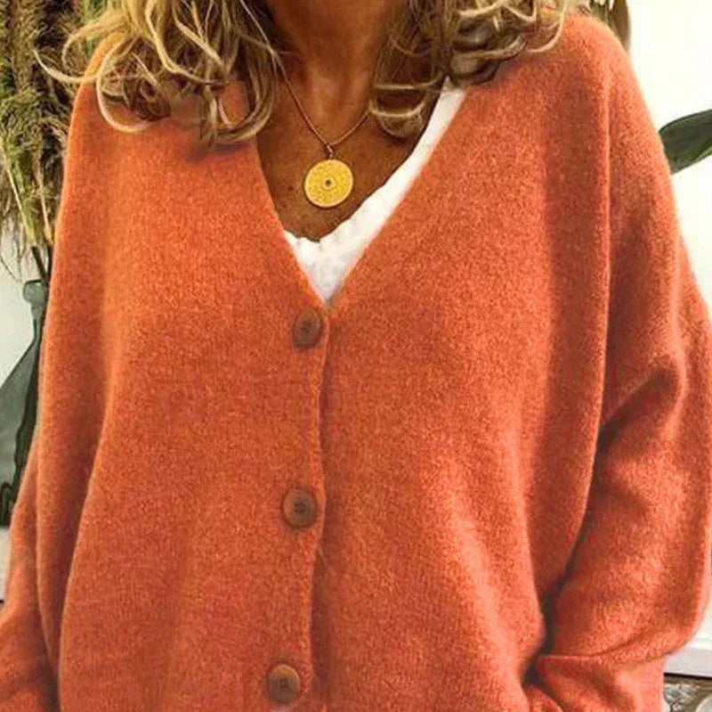 Textured knit women's V-neck cardigan, white, a timeless layering piece for any season.