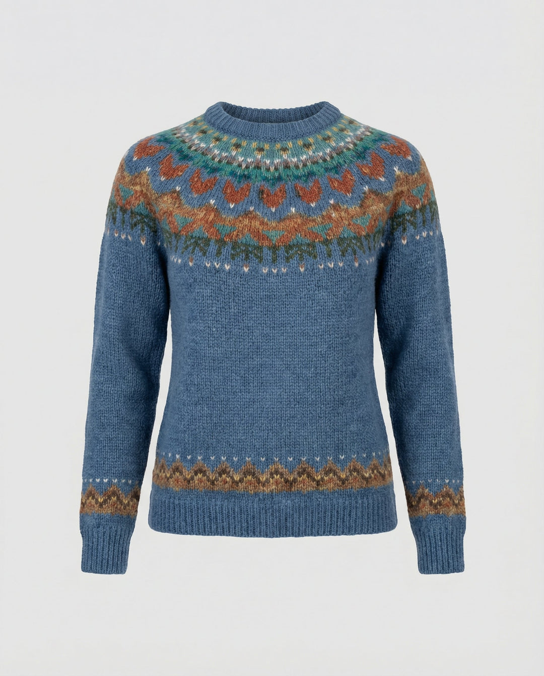 Women's vintage style Icelandic pullover sweater, an elegant long sleeve top for cozy autumn & winter.
