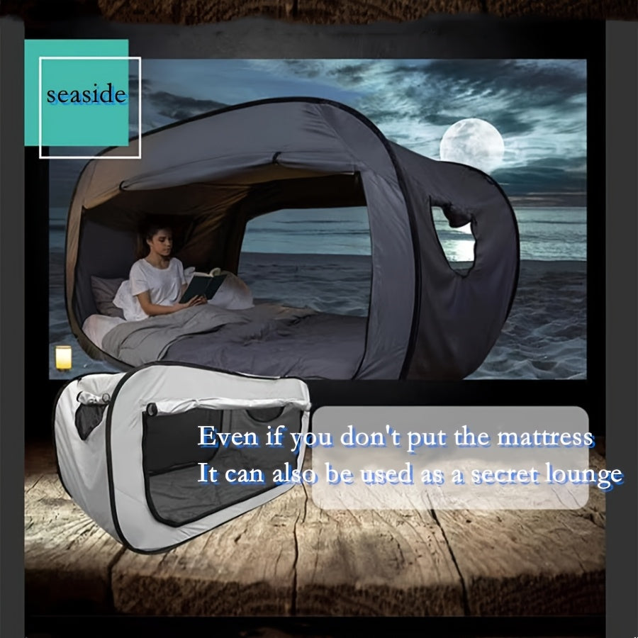 Portable folding tent bed provides indoor privacy & a cozy sleep solution for student dorms or small spaces.