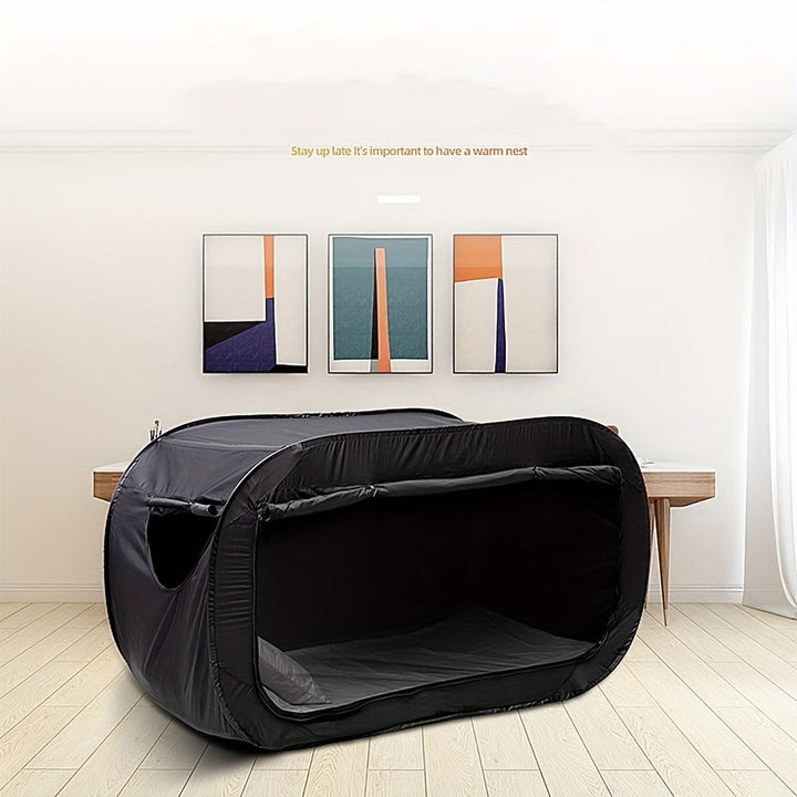 Lightweight CozyNest folding tent bed. Perfect camping gear for outdoor comfort & all-weather protection.