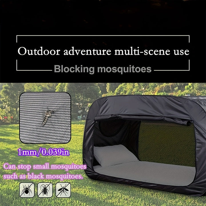 Student dorm essential: CozyNest folding tent bed for privacy, comfort & a restful portable sleep solution.
