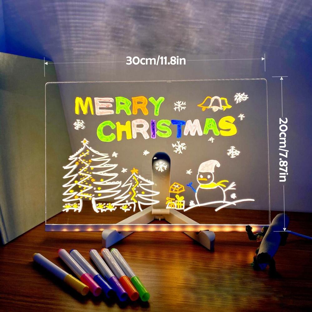 Erasable acrylic LED drawing board with soft glow, ideal for kids' room art or custom messages.