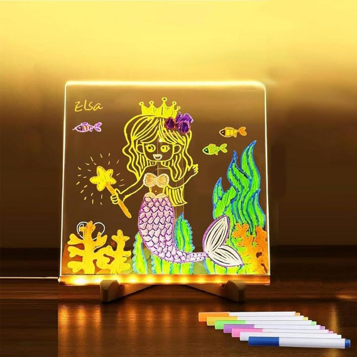 Stylish light-up LED note board, enhancing modern home decor with personalized, glowing messages.