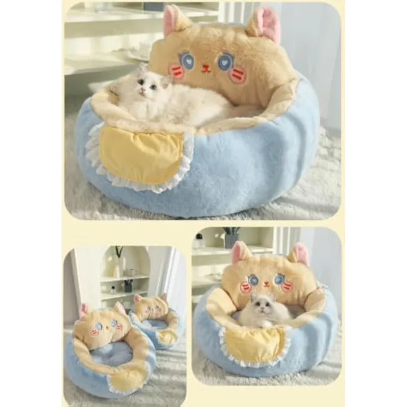 Luxurious soft cat bed, a cozy pet accessory designed for comfort & warmth for small felines.