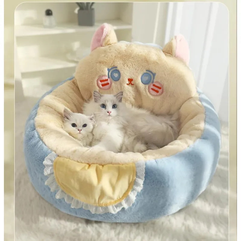 Stylish and comfortable cat bed for small pets. Plush, cozy pet bed for feline relaxation.