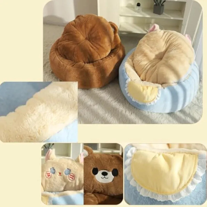 Adorable cat bed offering a soft, cozy retreat. Perfect animal bed for small, comfortable felines.